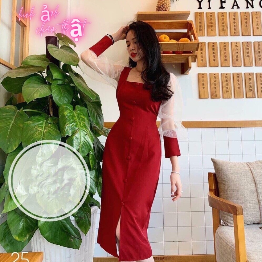 [freeship]đầm nữ dự tiệc GIRLY TB02 dài tay - đầm nữ dự tiệc cưới tay voan thanh lịch thời trang quý phái thích hợp cho các bạn nữ từ 55kg trở xuống -GIRLY STORE