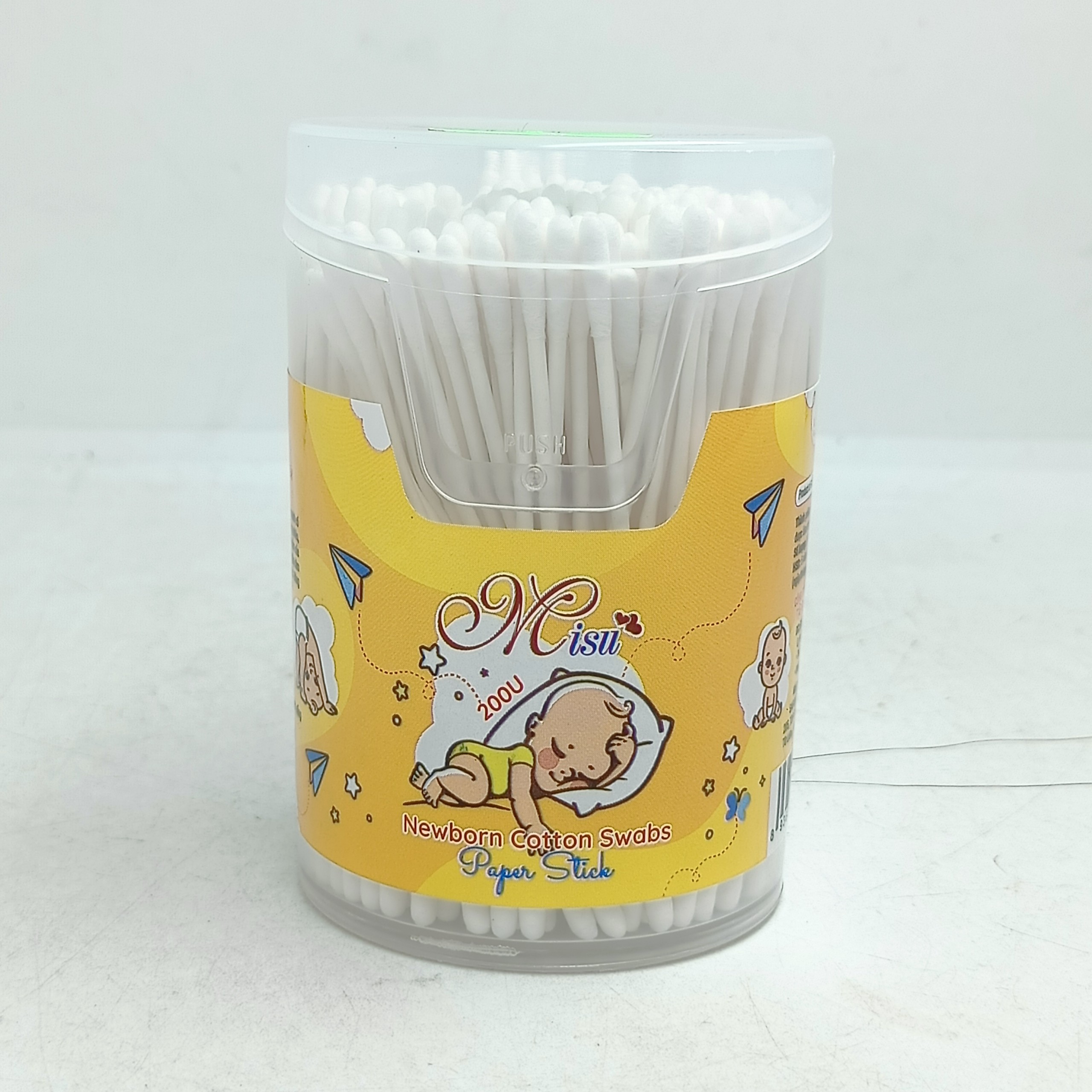 Tăm bông lõi giấy Misu cho trẻ sơ sinh lọ tròn 200 que
