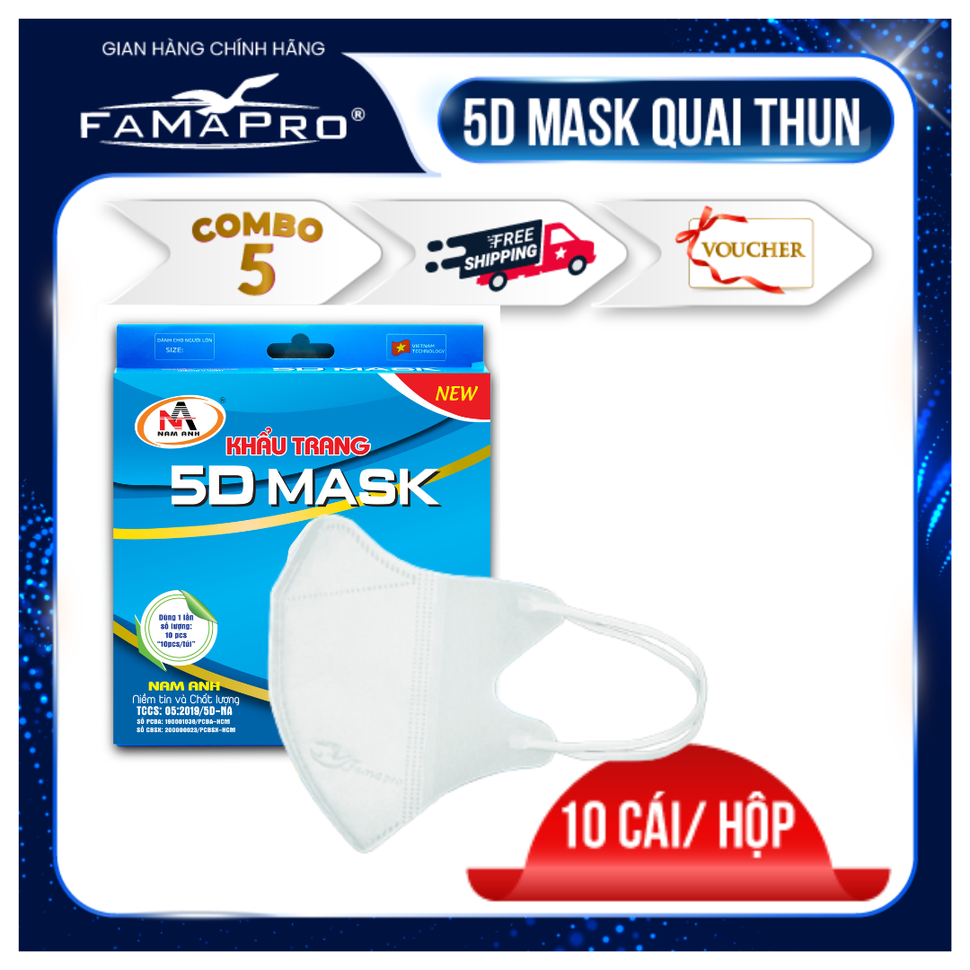 Combo 5 hộp khẩu trang y tế 3 lớp Famapro 5D MASK