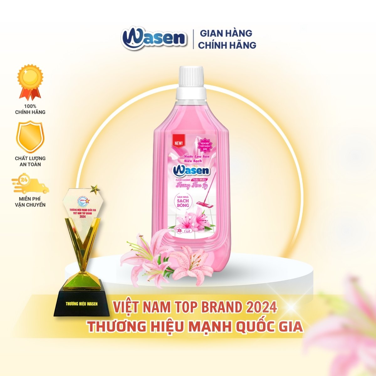 NƯỚC LAU SÀN 1L WASEN SIÊU SẠCH TINH CHẤT THIÊN NHIÊN HƯƠNG HOA LY