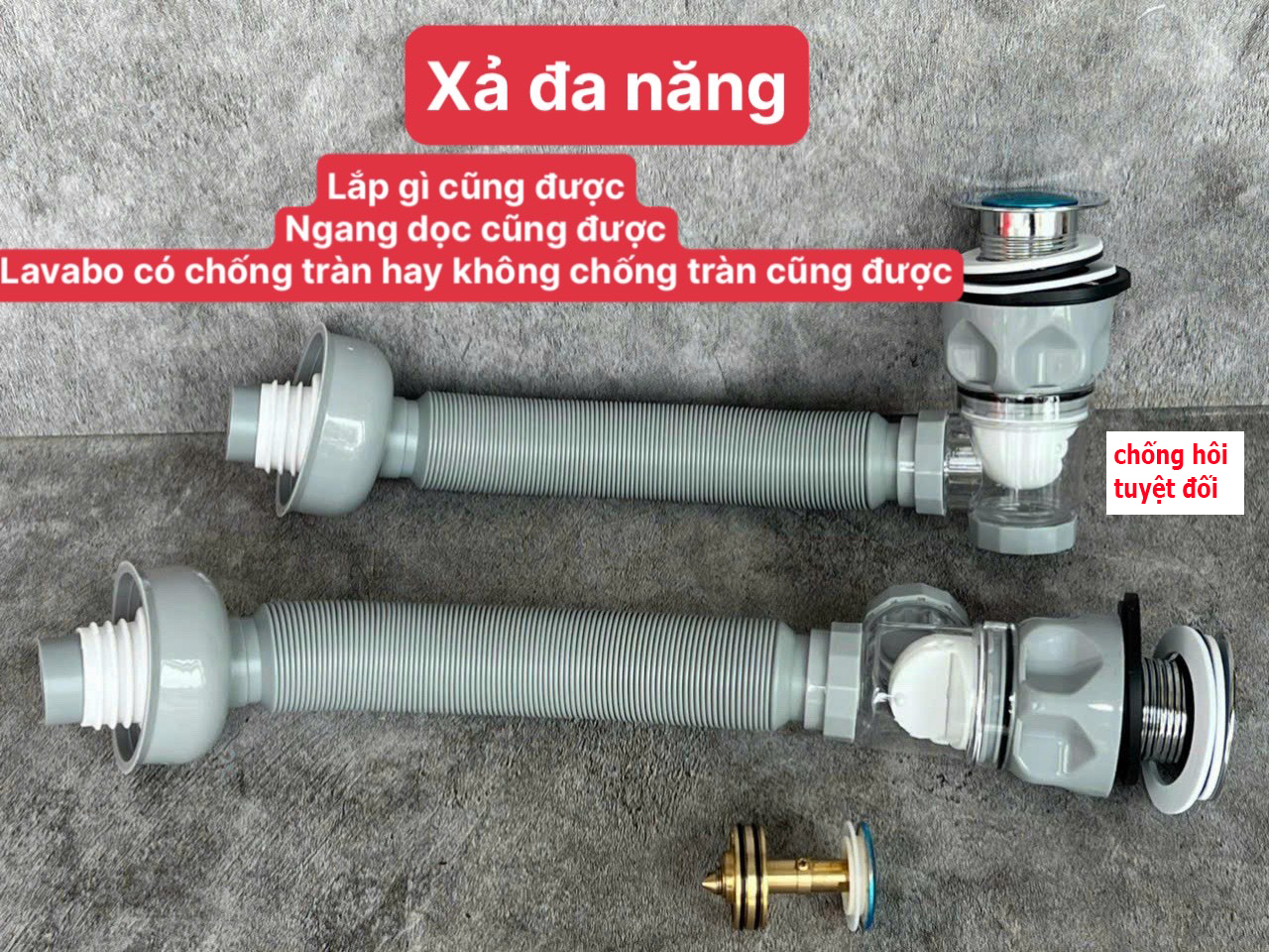 XẢ ĐA CHỨC NĂNG Ống Xả Xiphong Lavabo Bồn Rửa Mặt XẢ RUỘT GÀ DỄ LẮP ĐẶT kéo dài bẻ cong được X1