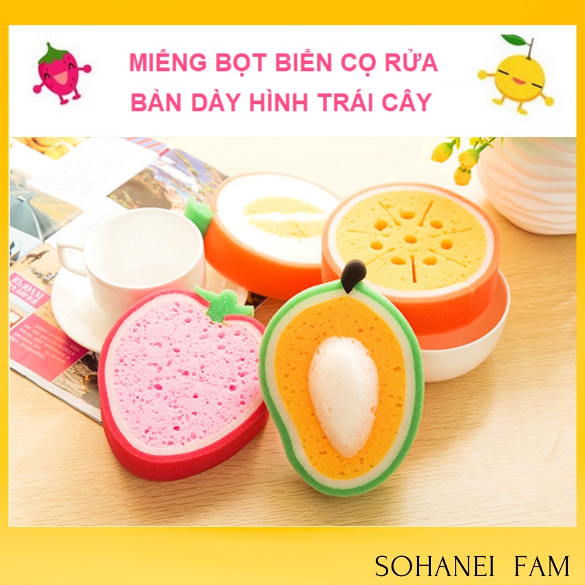 [HCM][HCM] Miếng rửa chén dĩa bọt biển loại lớn Miếng rửa chén bát hình trái cây Bông tắm bọt biển hình trái cây dễ thương làm sạch hiệu quả an toàn -SOHANEI FAM