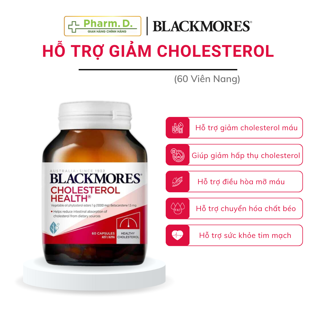 Viên Uống BLACKMORES Cholesterol Health Hỗ Trợ Giảm Cholesterol Hộp 60 viên