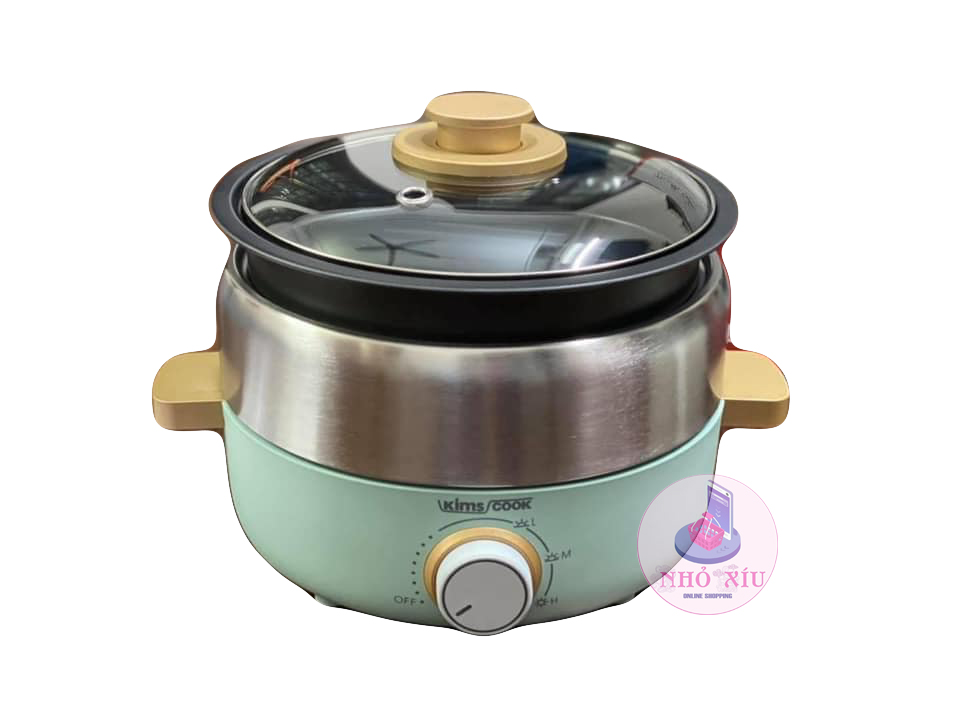 Nồi lẩu nướng mini đa năng 3 trong 1 kimscook nấu lẩu, nướng,xào, hầm....
