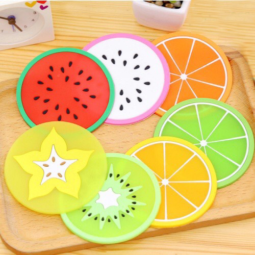 Miếng lót cốc silicone hình hoa quả tươi mát, miếng lót ly hình trái cây siêu dễ thương