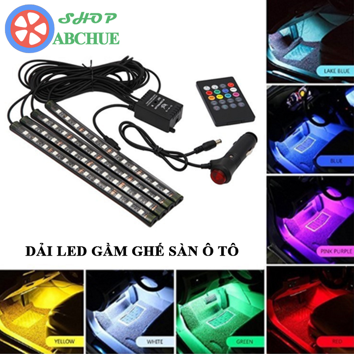 Bộ 4 Dải Led Gầm Ghế, Sàn Ô Tô Nháy 7 Màu Theo Điệu Nhạc
