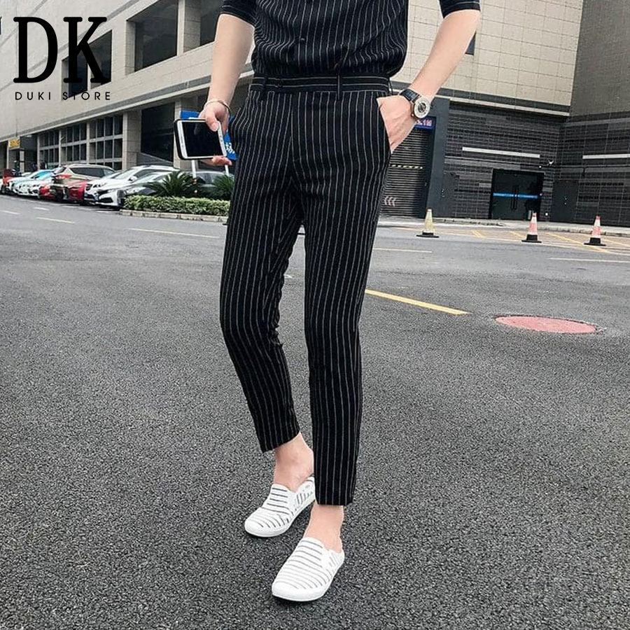 Quần âu nam sọc kẻ đen đẹp - DUKI STORE