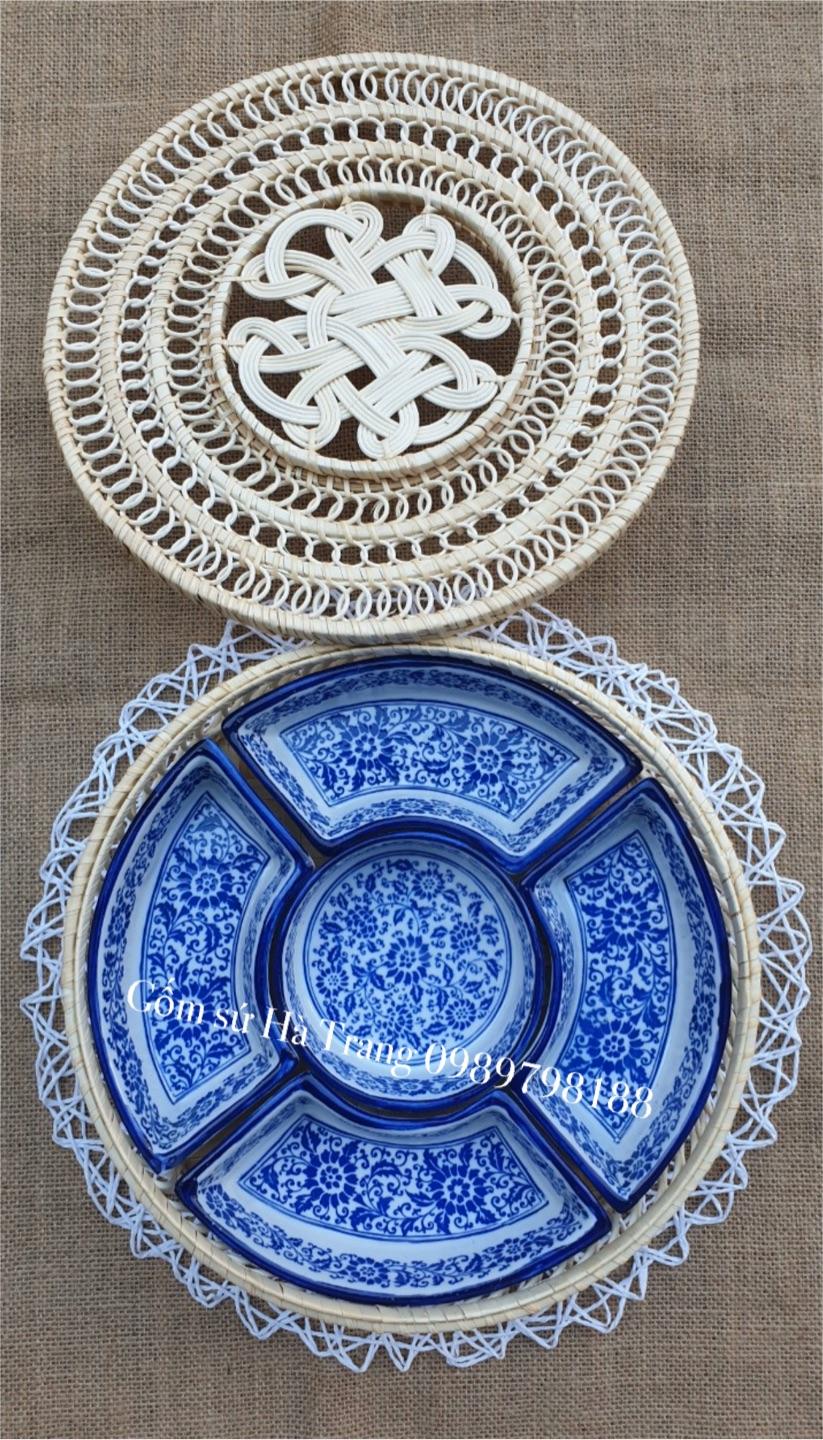 Khay mứt bánh kẹo khay đồ ăn gốm sứ Bát Tràng cao cấp