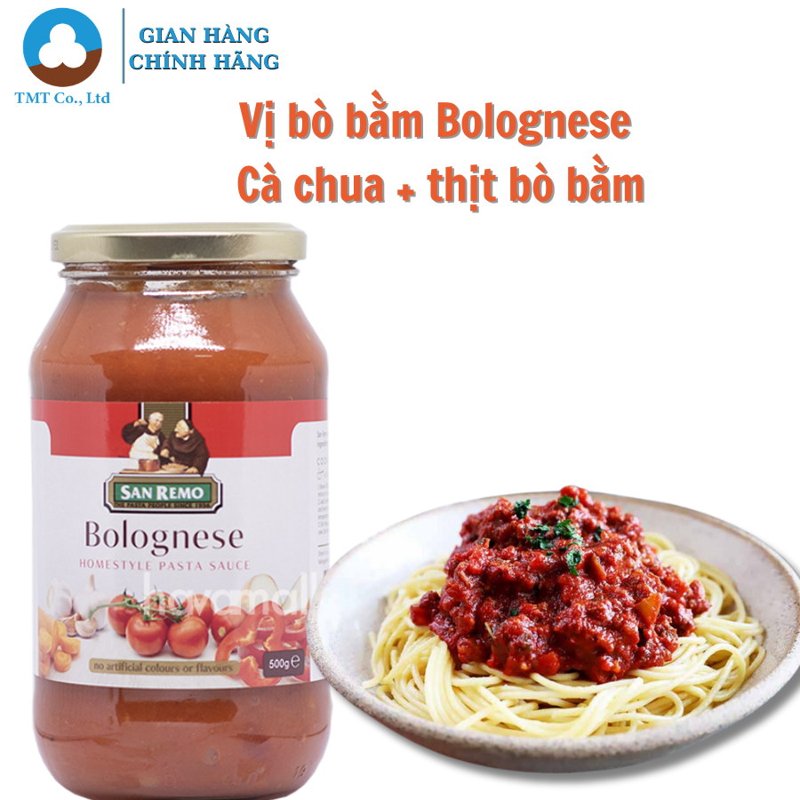 Sốt mì ý vị thịt bò bolognese hiệu San Remo 500g