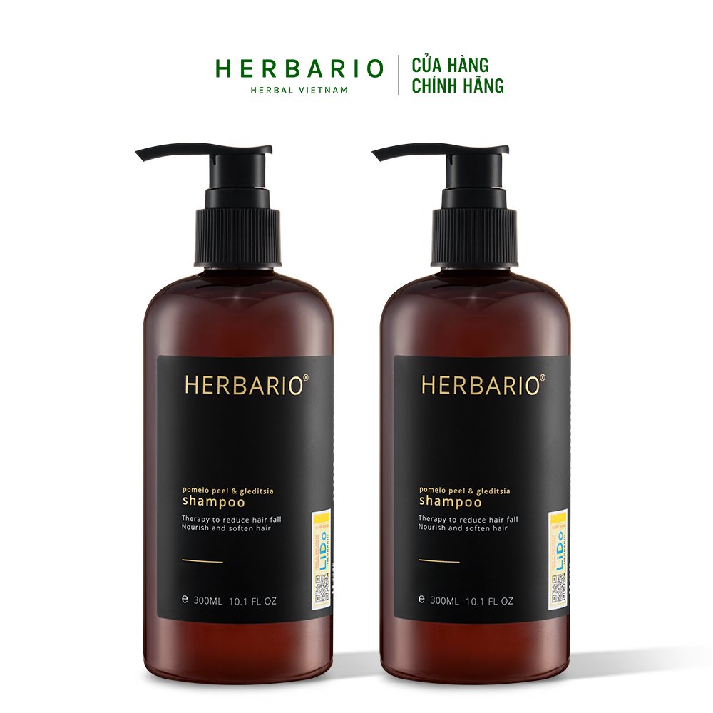 Combo 2 chai Dầu gội bưởi & Bồ kết Herbario Giảm rụng tóc 300ml/1chai