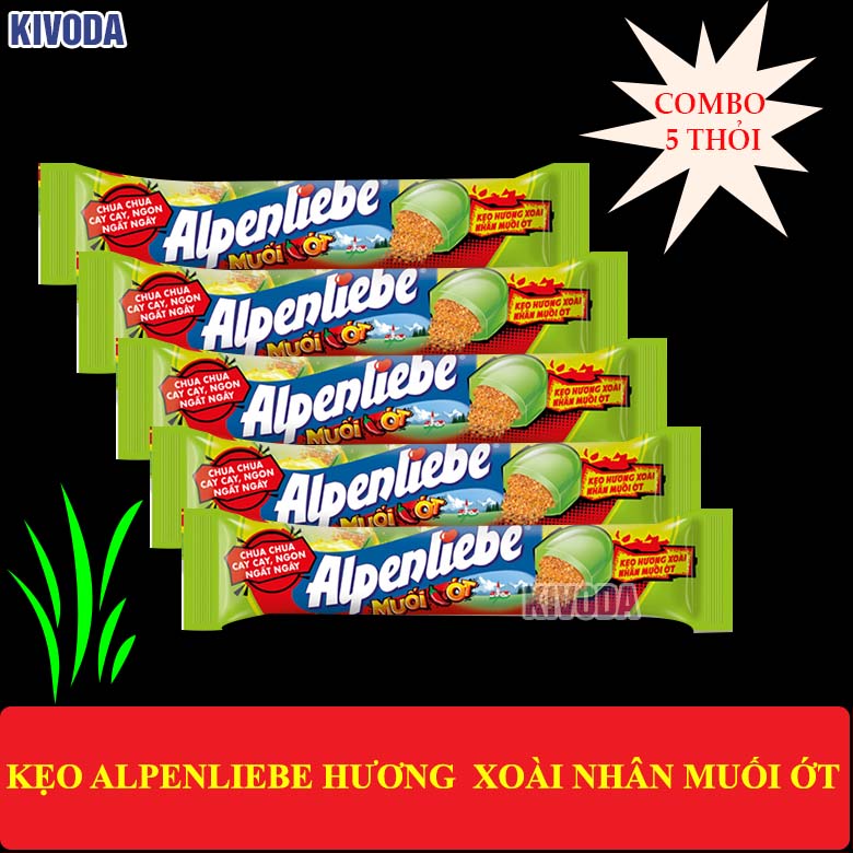 [HCM][COMBO 5 THỎI] Kẹo Alpenliebe Hương Xoài Nhân Muối Ớt - Đồ Ăn Vặt Nội Địa Ngon  Giá Rẻ - Bánh Kẹo Ăn Vặt-KIVODA