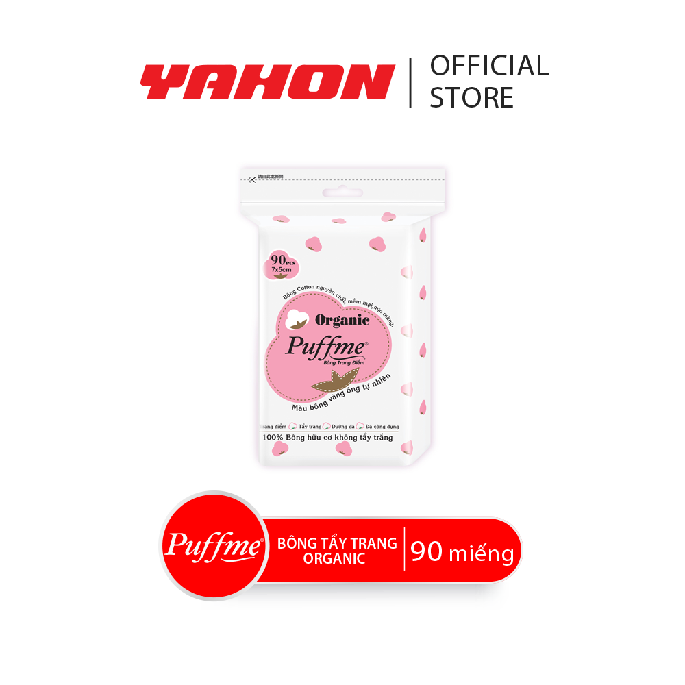 Bao bông tẩy trang puffme organic 90 miếng/bao