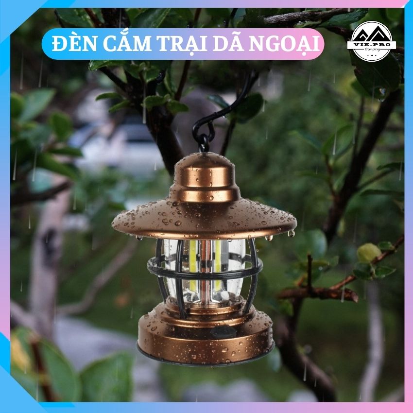 Đèn cắm trại dã ngoại kiểu đèn bão chạy pin ánh sáng trắng sử dụng liên tục từ 8 đến 10h