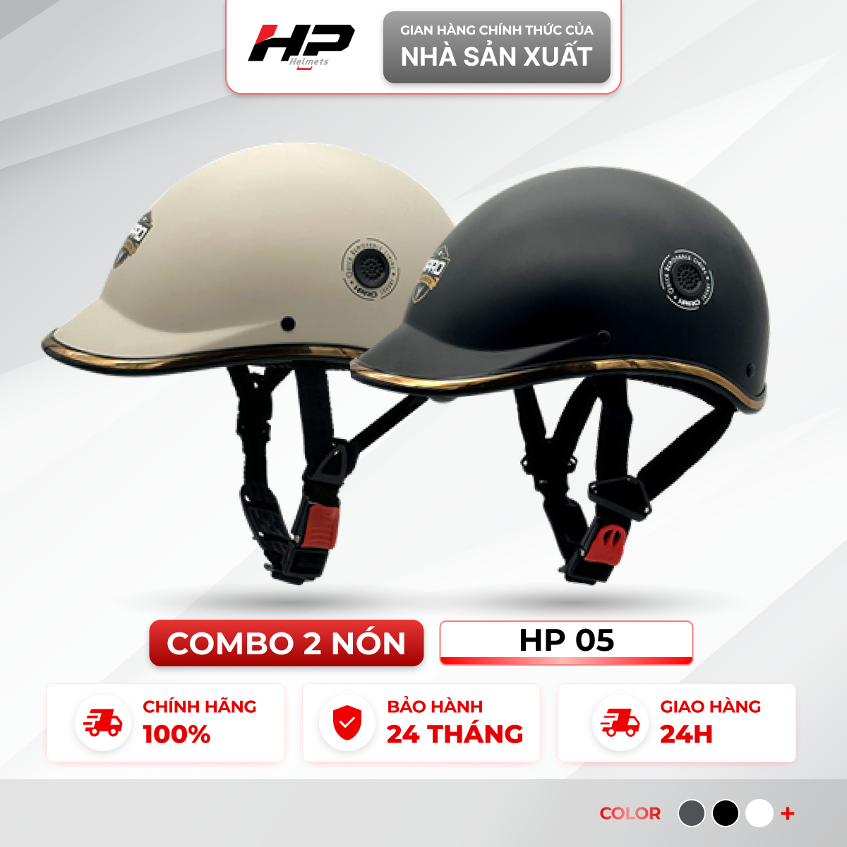 [Manufacturer] Combo of 2 Hp Helmets Hp-05B Half-Head Helmets, Personalized Design, Lightweight 550g, 24-Month Warranty Giá 180,000 Đồng*Miễn phí vận chuyển