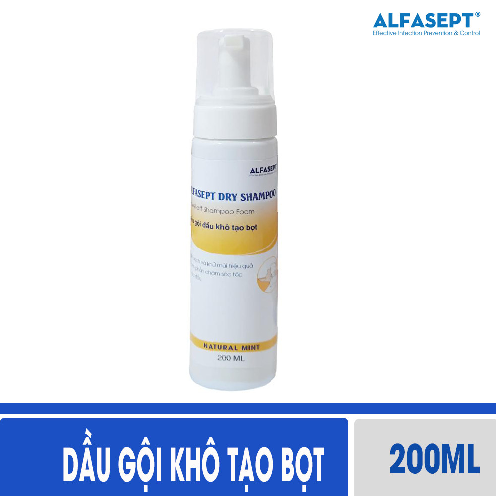 Dầu gội khô tạo bọt Alfasept Dry Shampoo - Dầu gội khô không cần gội lại với nước chai 200ml