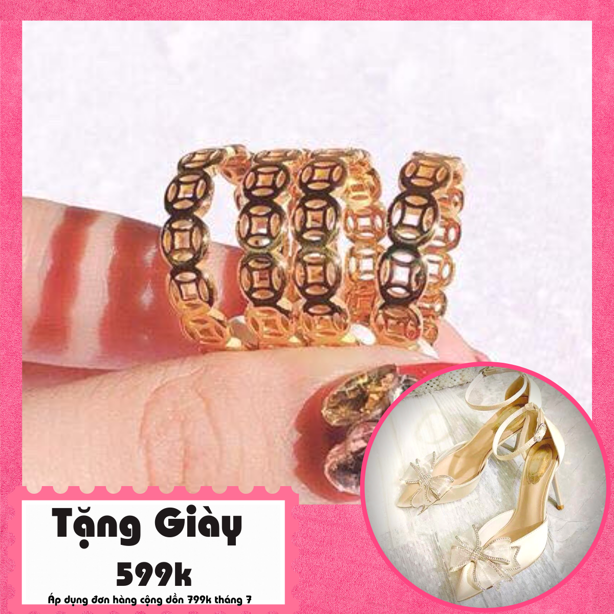 [HCM]Nhẫn mạ vàng nhẫn vàng non vàng trắng nhẫn mạ vàng thật 24k kim tiền mạ vàng phong thủy - Trang Sức GADO N117