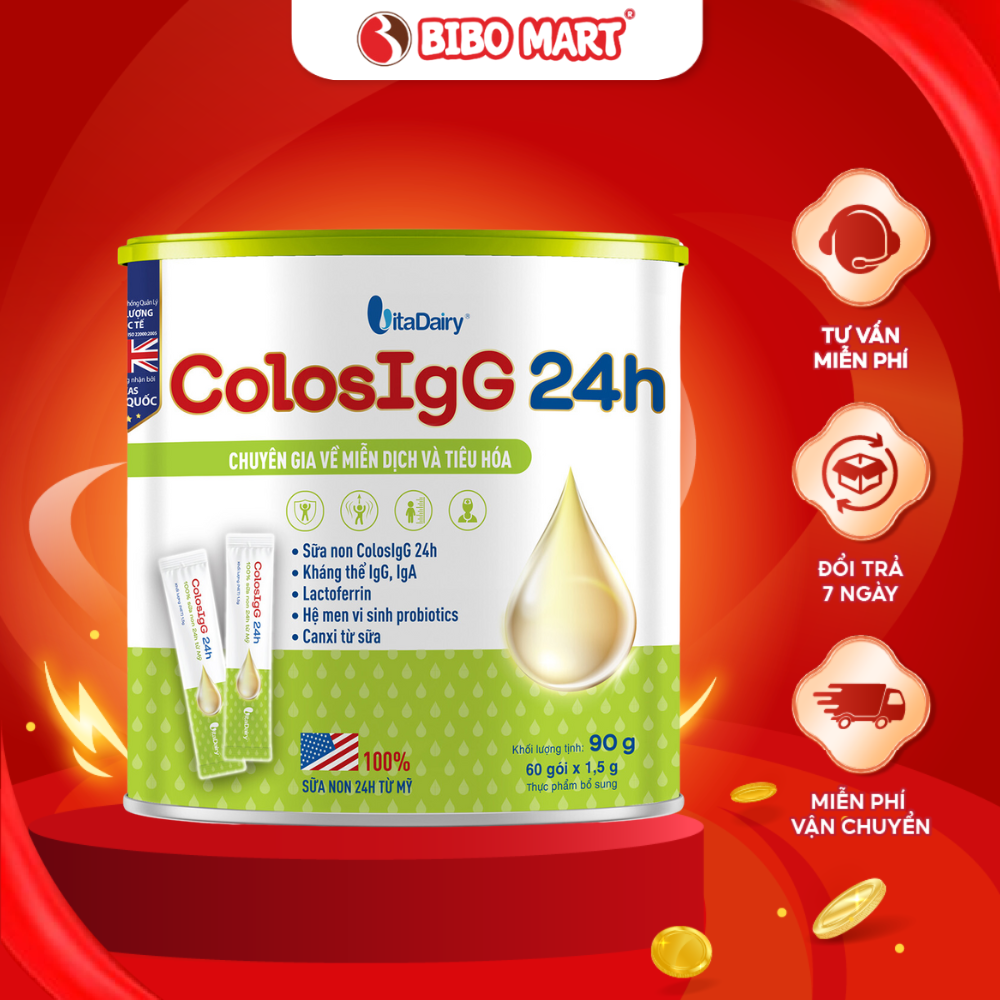 Sữa Non ColosIgG 24h Tăng Sức Đề Kháng Hệ Miễn Dịch Bổ Sung Canxi Cho Bé Từ 1 - 10 Tuổi - Bibo Mart