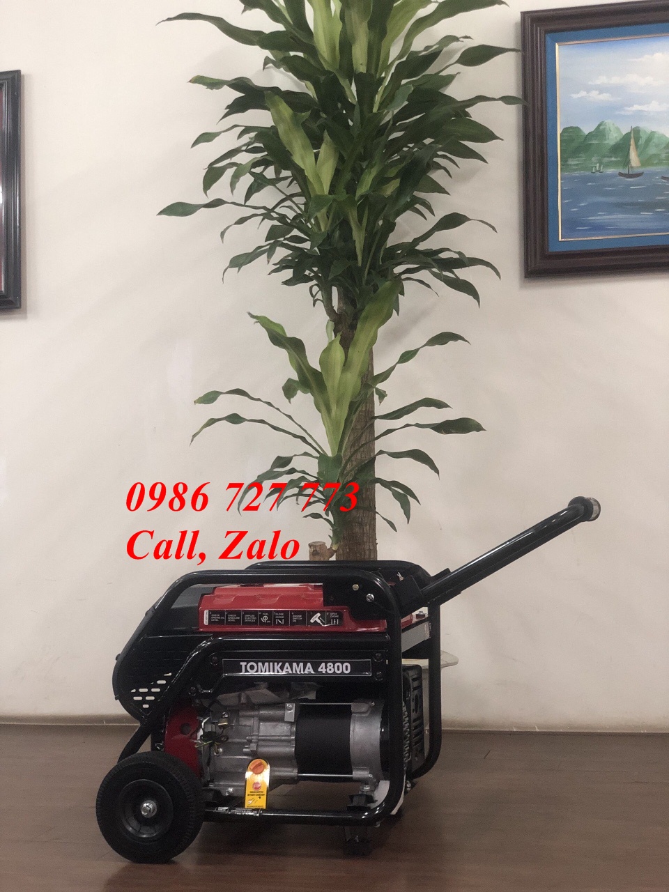 Máy phát điện chạy xăng 3kw Tomikama 4800S đề, giật tay phụ