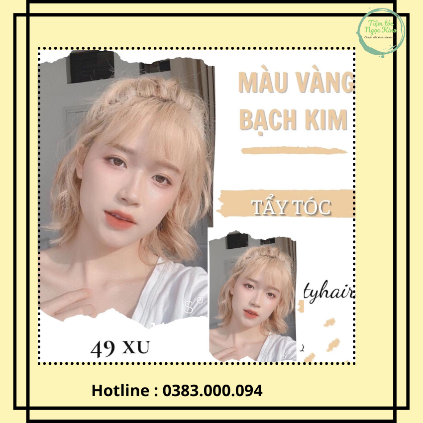 Thuốc Nhuộm Tóc Màu Vàng Bạch Kim- Tẩy Tóc/Nâng Tone ( Sale gốc)  Ngọc kino thuốc nhuộm tóc tại nhà lên màu bền ,đẹp , lâu phai