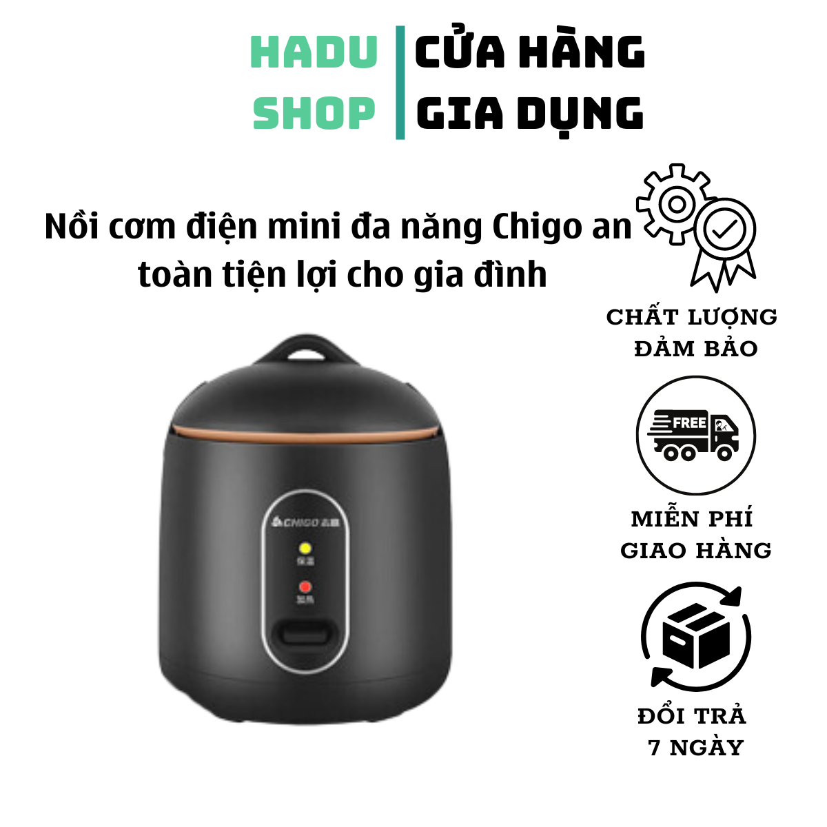 Nồi Cơm Điện Mini Chống Dính Chigo dung tích 1,2L thiết kế đẹp nấu cơm ngon