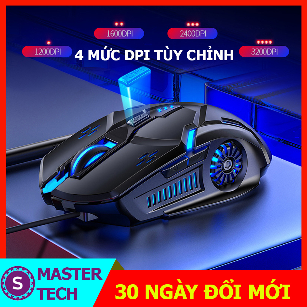 Chuột máy tính có dây G5 tùy chỉnh DPI 4 mức, hiệu ứng Led đổi màu đẹp mắt- Master Tech