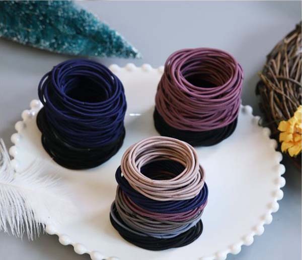 Sét 100 dây buộc tóc có túi zip