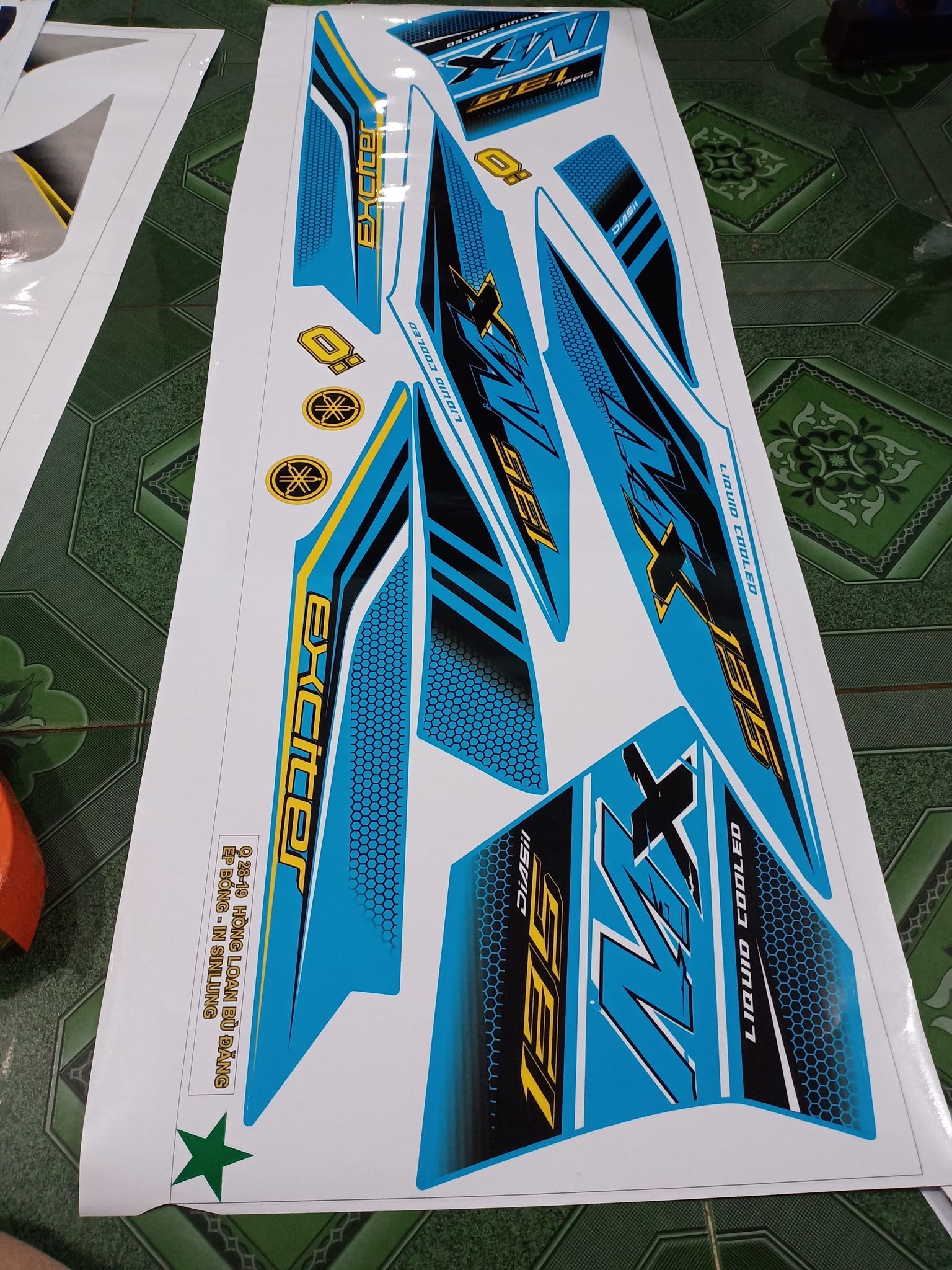 tem rời ex 135 dán xe xanh nitron