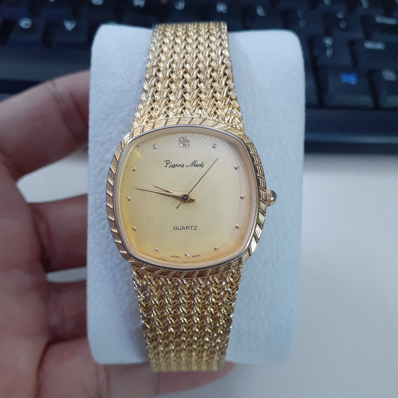 Đồng hồ si Nhật nữ Pierre Mode dây lụa vàng sang trọng second hand