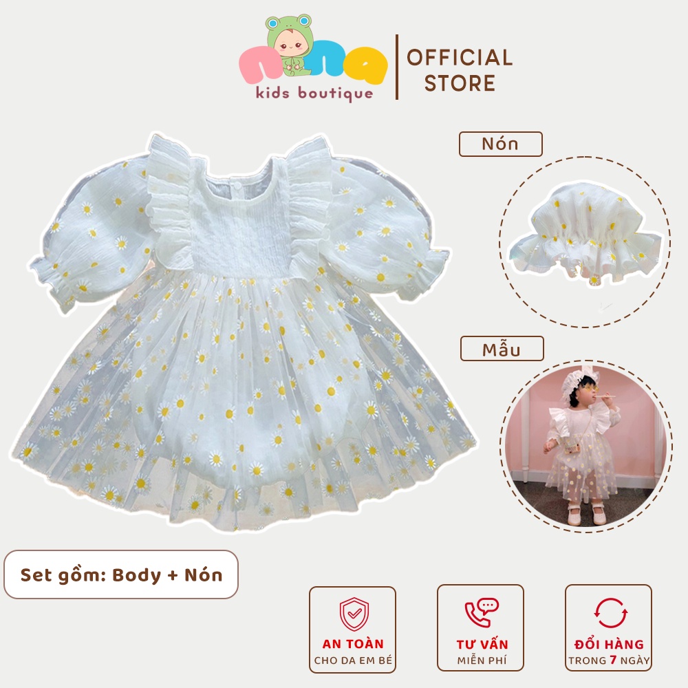 Body váy cho bé gái đầy tháng Nina Kids Boutique Đầm công chúa cho bé gái Đồ sơ sinh em bé gái 0 24 tháng Kèm nón