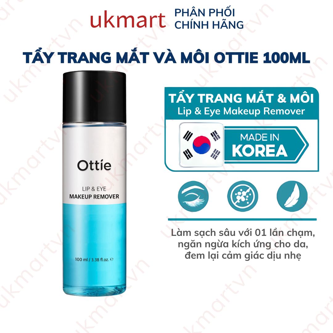 Tẩy Trang Mắt Và Môi 2 Lớp Nước Và Dầu Ottie Lip&Eye Makeup Remover 100ml