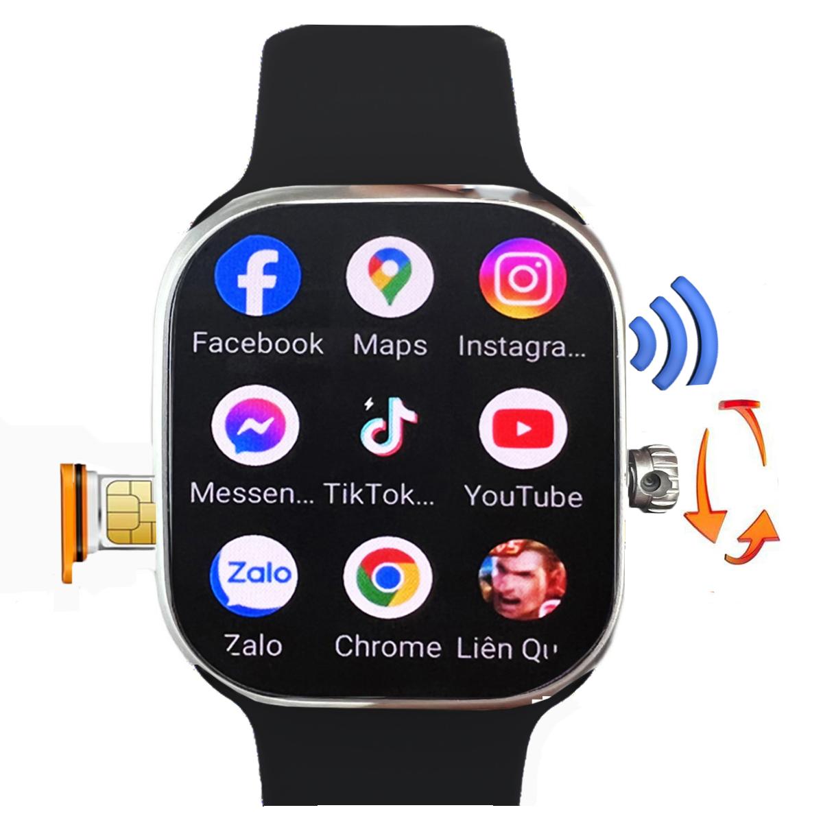 Đồng hồ thông minh S10 Pro Gen 2 5G (Ram 4gb/64) lắp sim nghe gọi, màn Super Amoled, Android tải mọi game, Mxh, camera 180 độ, cảm ứng đa điểm, pin 1300mah Smartwatch - Tặng 1 dây thép, 1 dây sili đen, 1 dán màn và 1 củ sạc