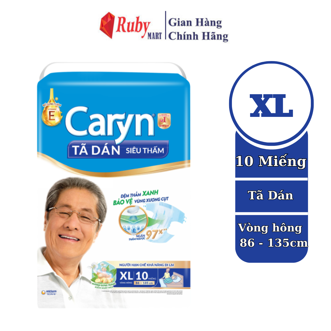 Tã dán người lớn caryn siêu thấm size xl - 10 miếng dành cho người hạn chế khả năng đi lại