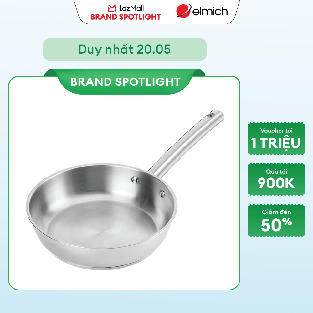 (MEGA 6.6)Chảo inox 304 đáy Impact Elmich EL-2860IN size 20,22,24,26cm