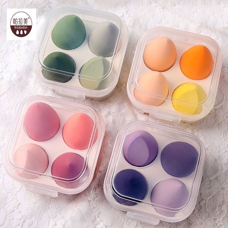 Set 4 Mút Trang Điểm Tán Kem Nền BB Có Hộp Đựng Tiện Dụng
