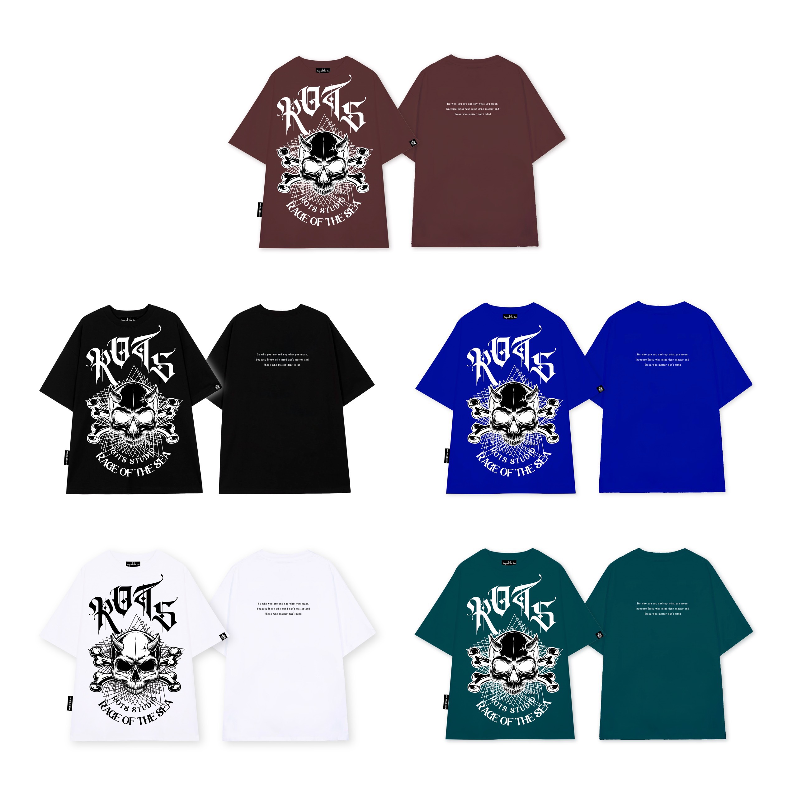 Áo thun/t-shirt unisex form âu rage of the sea "skull skull"