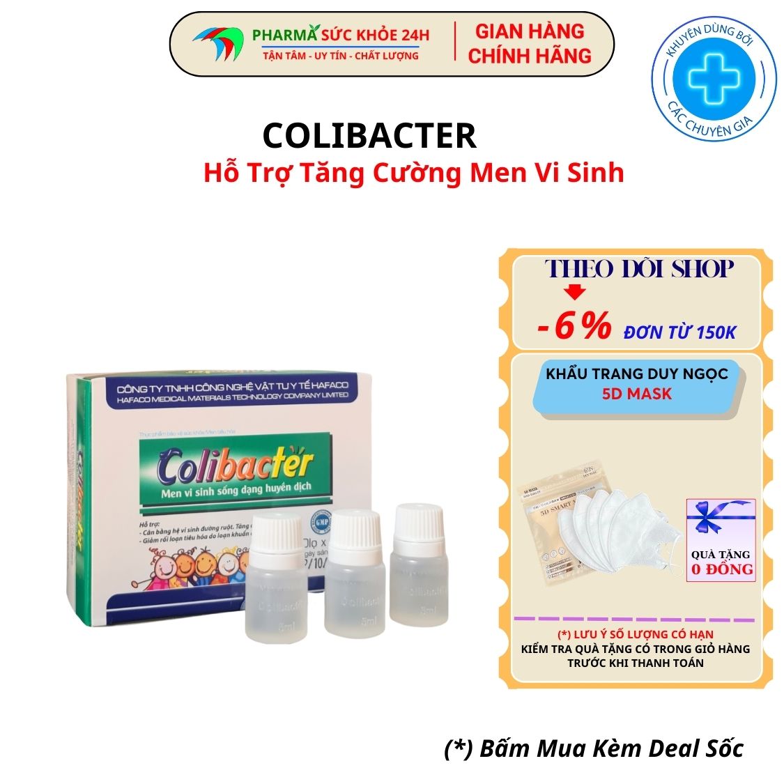 Men Vi Sinh Sống Dạng Huyền Dịch COLIBACTER Hỗ trợ cân bằng vi sinh Đường Ruột, Tăng Cường tiêu háo, giảm rối loạn đường ruột - Hộp 20 Lọ x 5ml.