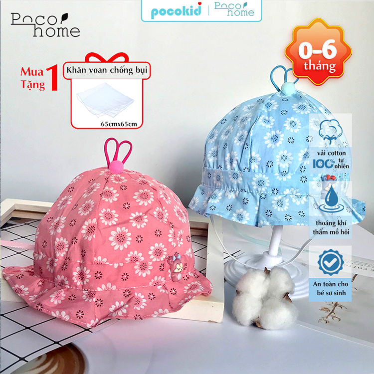 Nón cho trẻ sơ sinh từ 0-6 tháng, chất vải cotton mềm mại, thiết kế họa tiết tai thỏ cực đáng yêu cho bé trai