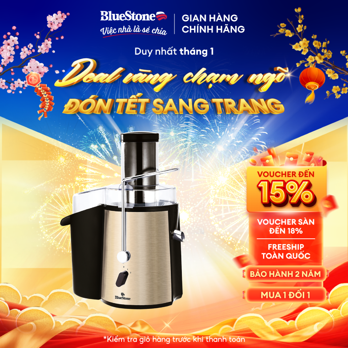 Máy Ép Trái Cây Đa Năng BlueStone JEB-6545 - (850W) - 2 tốc độ ép - Bộ lọc bằng thép không gỉ 304 - Vỏ kim loại - Bảo hành 2 năm - Hàng chính hãng