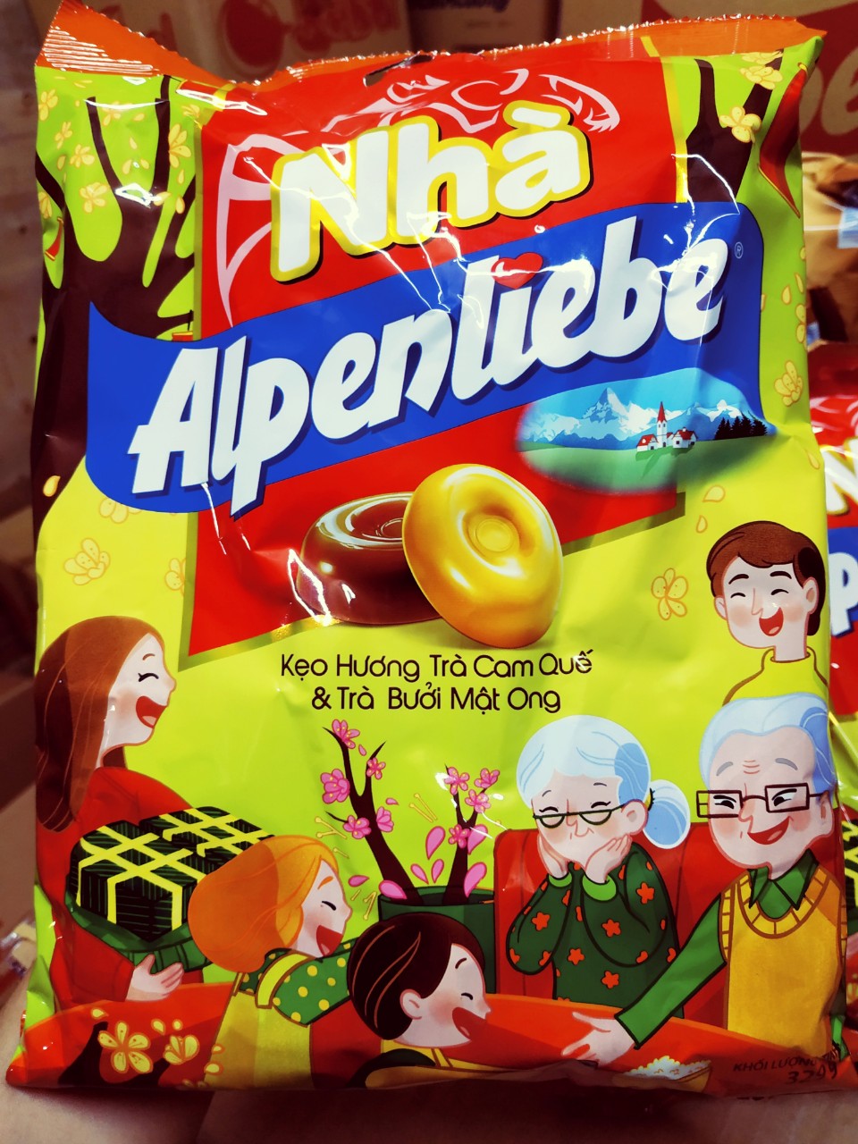 Gói  lớn 94 viên Kẹo Alpenliebe Trà hỗn hợp  New mẫu Tết 2022