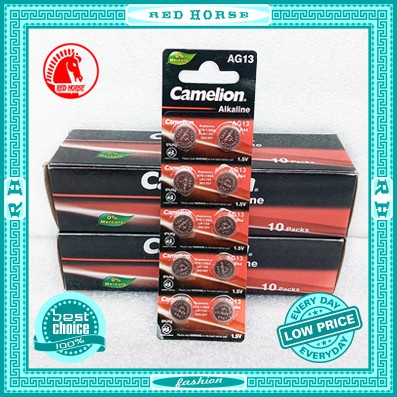 Pin đồng hồ đeo tay ag13 / lr44 / a76 / sr44w vỉ 10 viên camelion