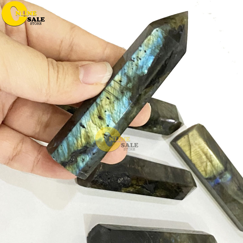 Trụ Phong Thủy Đá Xà Cừ Labradorite ý nghĩa phong thủy, thiền định, làm quà tặng, hoặc trang trí. Hợp với tất cả các mệnh. dùng trong thanh tẩy Tarot