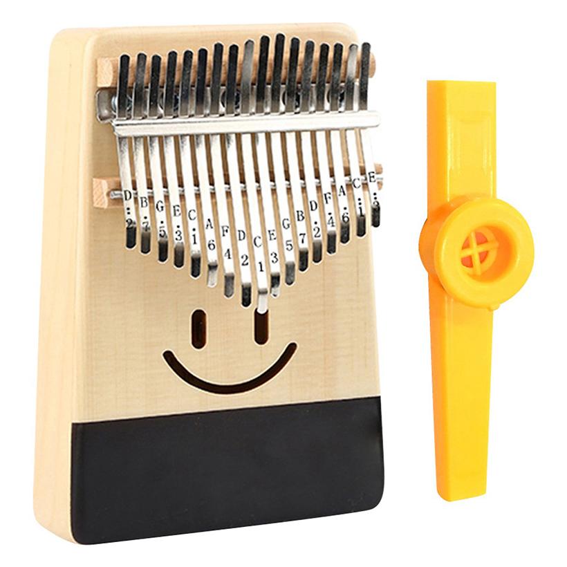 Đàn kalimba 17 phím gỗ vân sam yael y17s-s - mặt cười kèm kèn kazoo - hàng có sẵn.