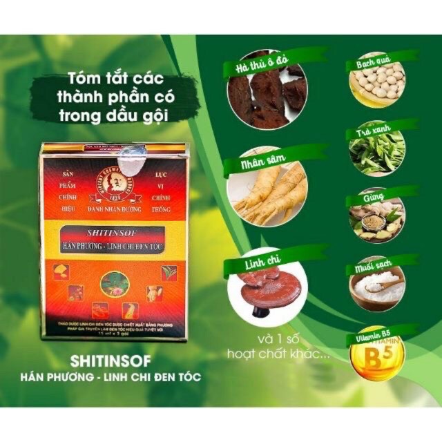 Dầu gội đen tóc Hán Phương Linh Chi (hộp 3 gói)