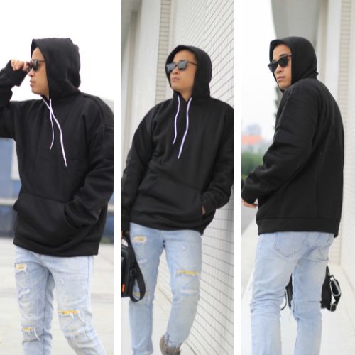 Áo Khoác Nam Nữ Trơn Basic Chui Đầu Chất Nỉ Bông Dày Dặn Cao Cấp Unisex Nam Form Rộng Nữ Vải Dày Mũ Rộng Màu Vàng Đen Đỏ Mận Form Dưới 65kg