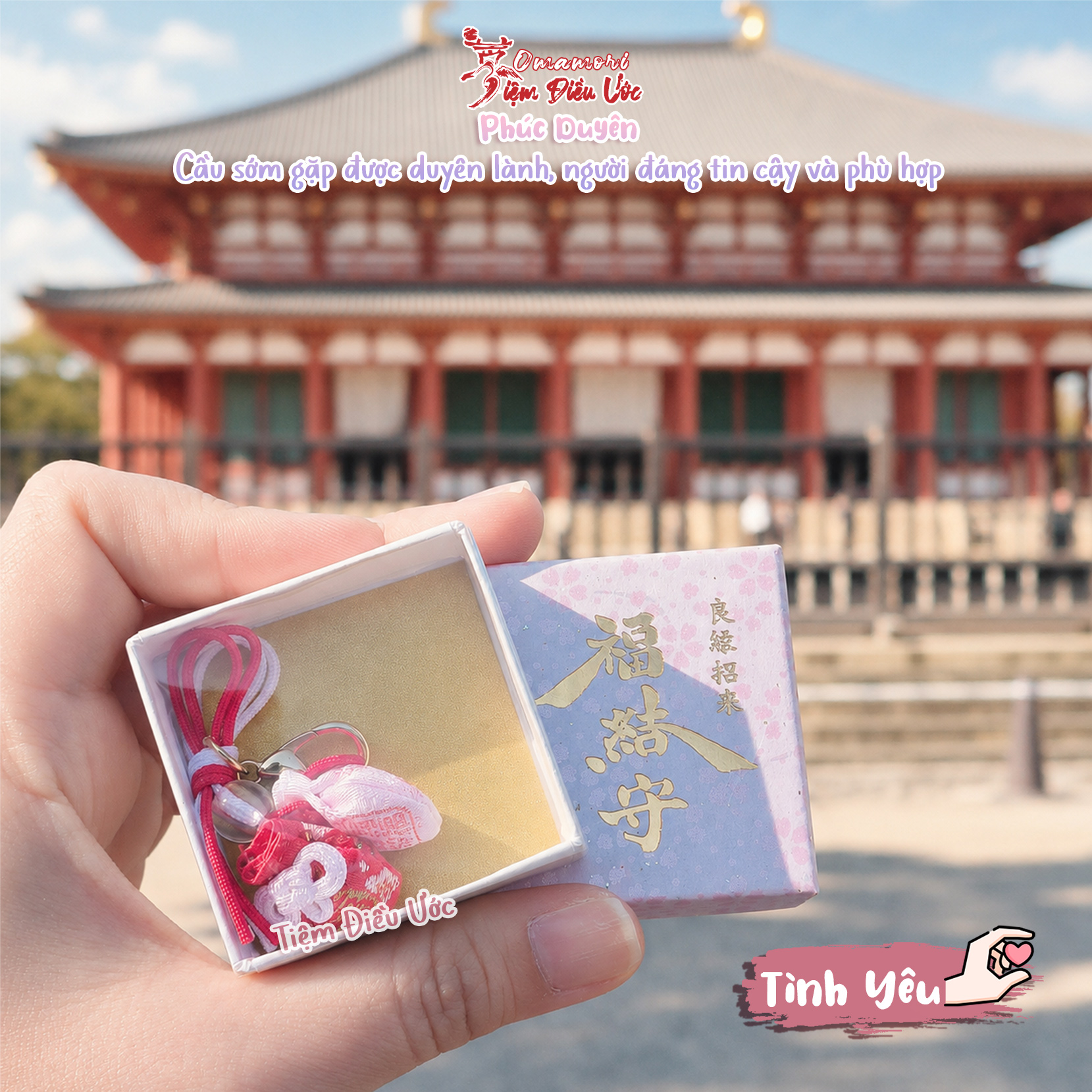 Hàng Nhật Móc Khóa Omamori Tình Yêu - Phúc Duyên - Từ Chùa tại Nara, Nhật Bản - Hàng thật - Quà tặng ý nghĩa