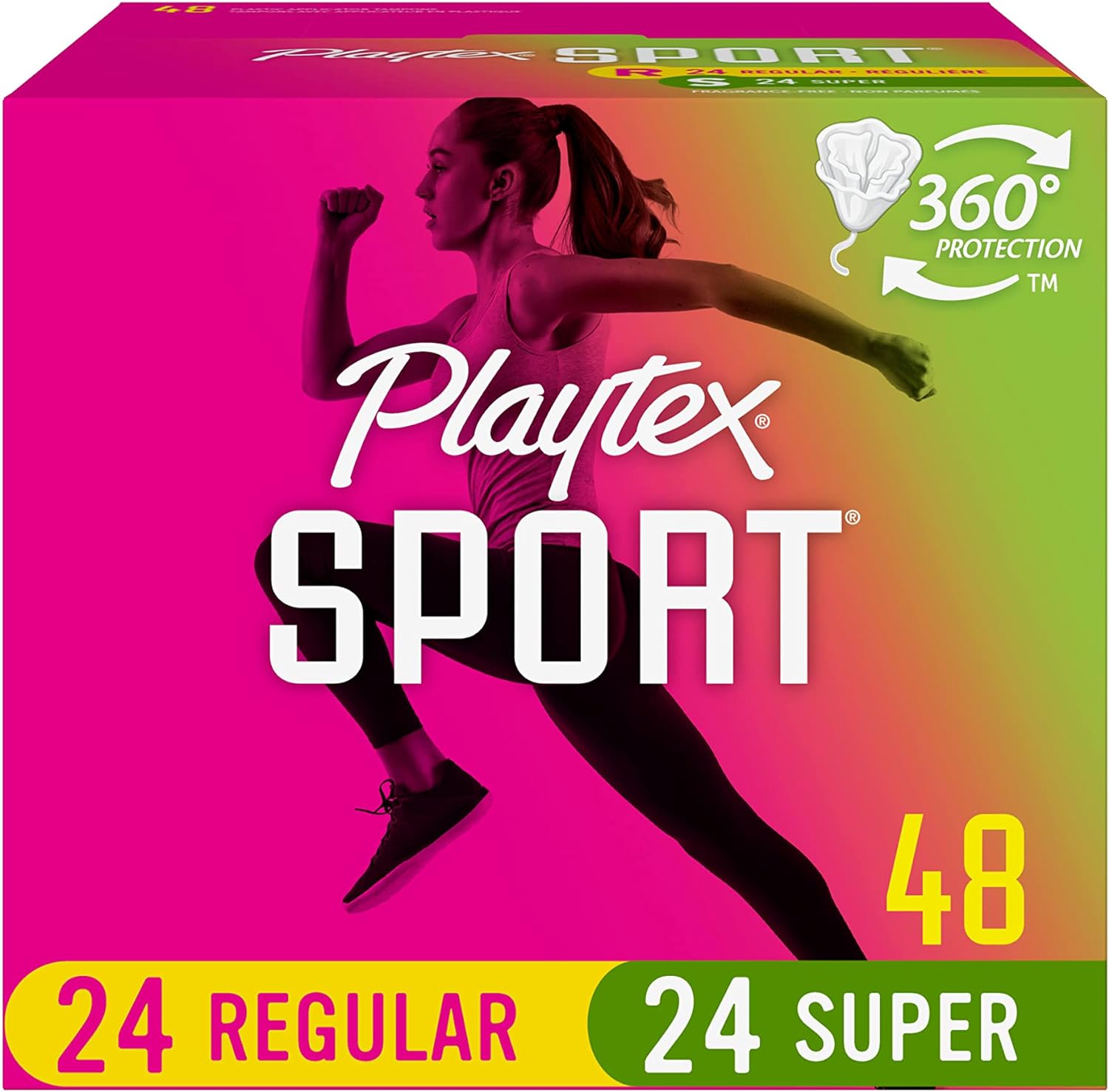 Băng vệ sinh thể thao, dành cho hoạt động cường độ cao  Playtex Sport Tampons, Multipack (24ct Regular/24ct Super 48 miế