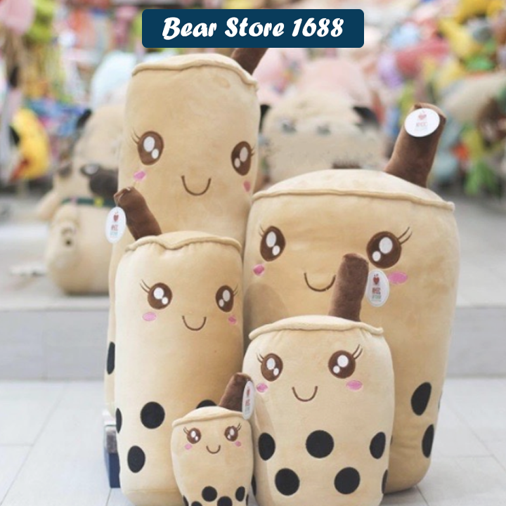 Gấu bông gối ôm bình trà sữa 15cm
