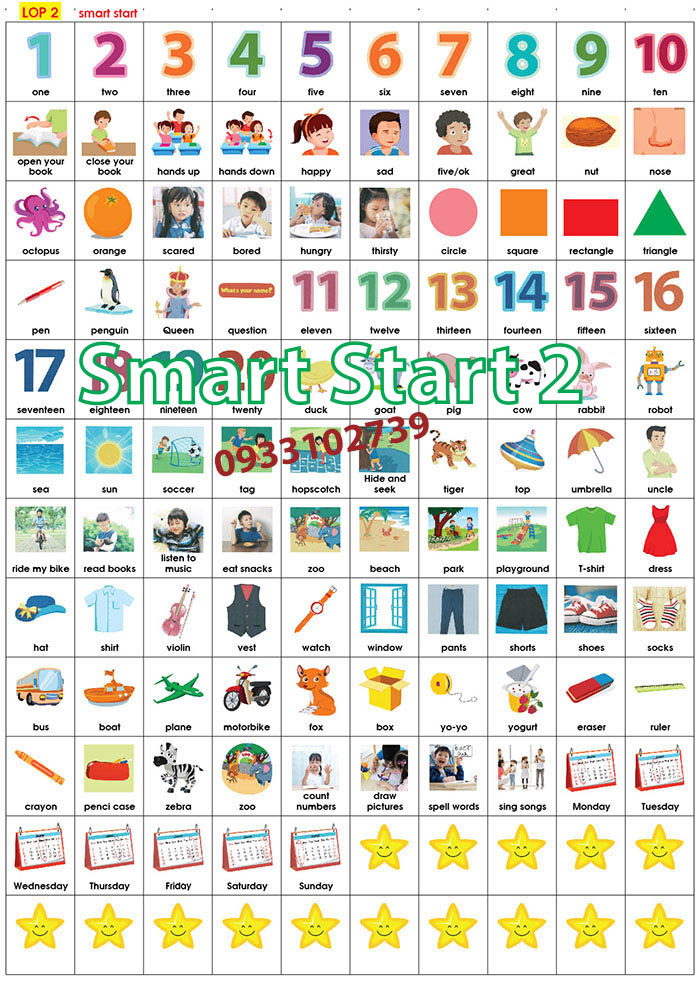 Sticker tiếng anh lớp 2- Smart Start 2