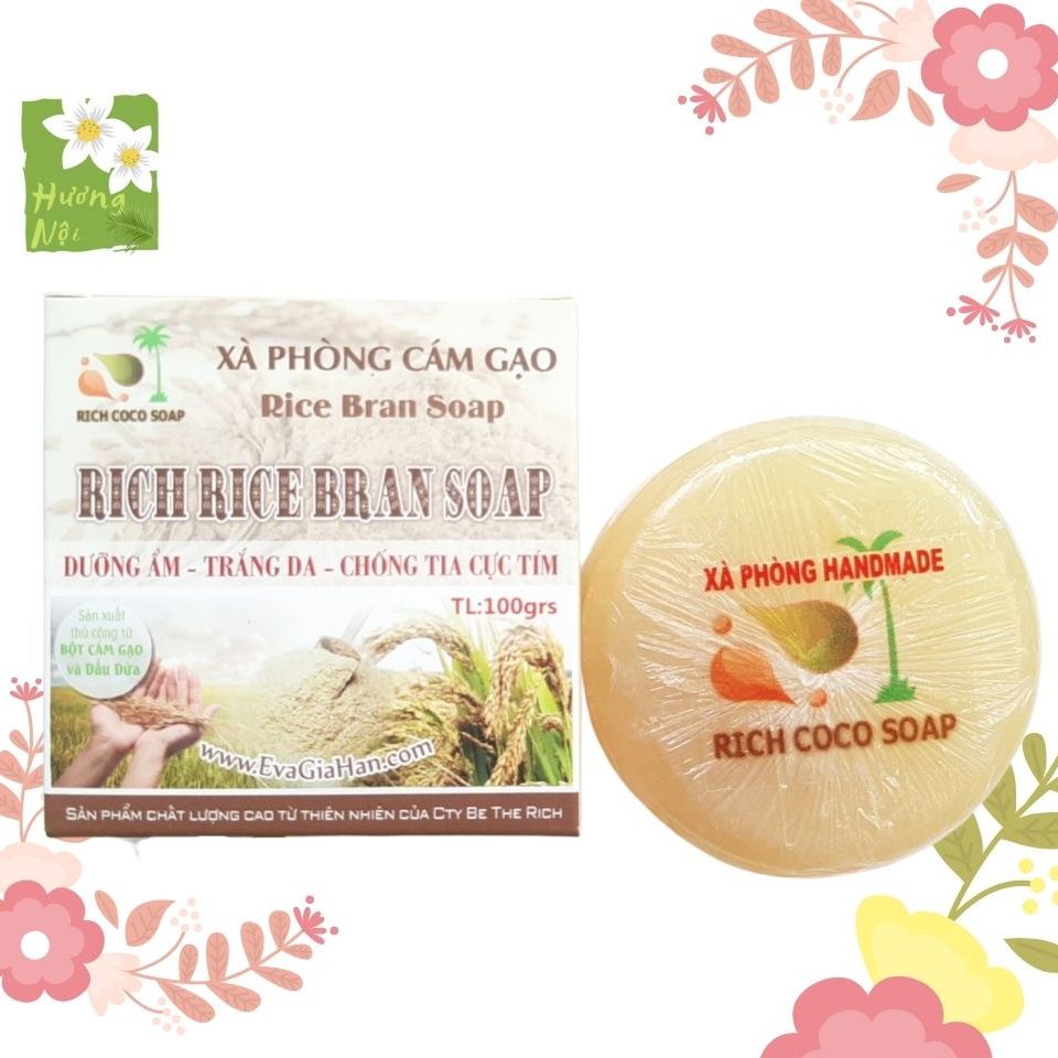 [HCM]Xà bông dừa - cám gạo dưỡng sáng da giảm mụn cám 100g