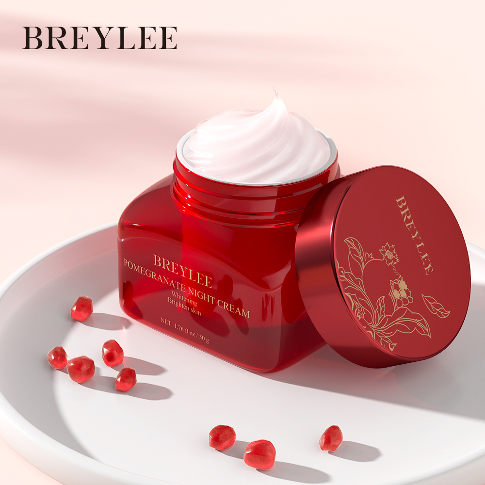 BREYLEE Kem dưỡng ẩm làm trắng da thích hợp dùng chăm sóc da ban đêm 50g Facial Cream Pomegranate Whitening Moisturizing Night Cream Skincare 50g